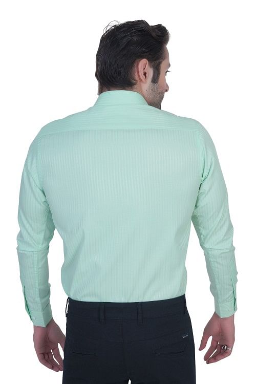 Light Green Stripes Formal Shirt